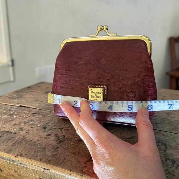 Dooney & Bourke Leather Large Framed Coin Purse Kisslock NWT Cranberry - Picture 11 of 16